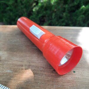 Vintage Red Orange EVERREADY Flashlight, Works, Batteries Not Included Retro
